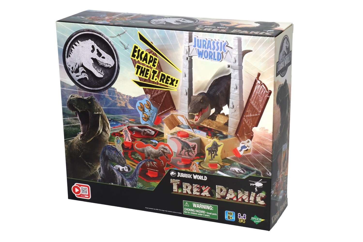 EPOCH Games - 7514 Jurassic World T-Rex Panic - Action Game, Mehrfarbig, 40 cm x 60 cm x 2.54 mm