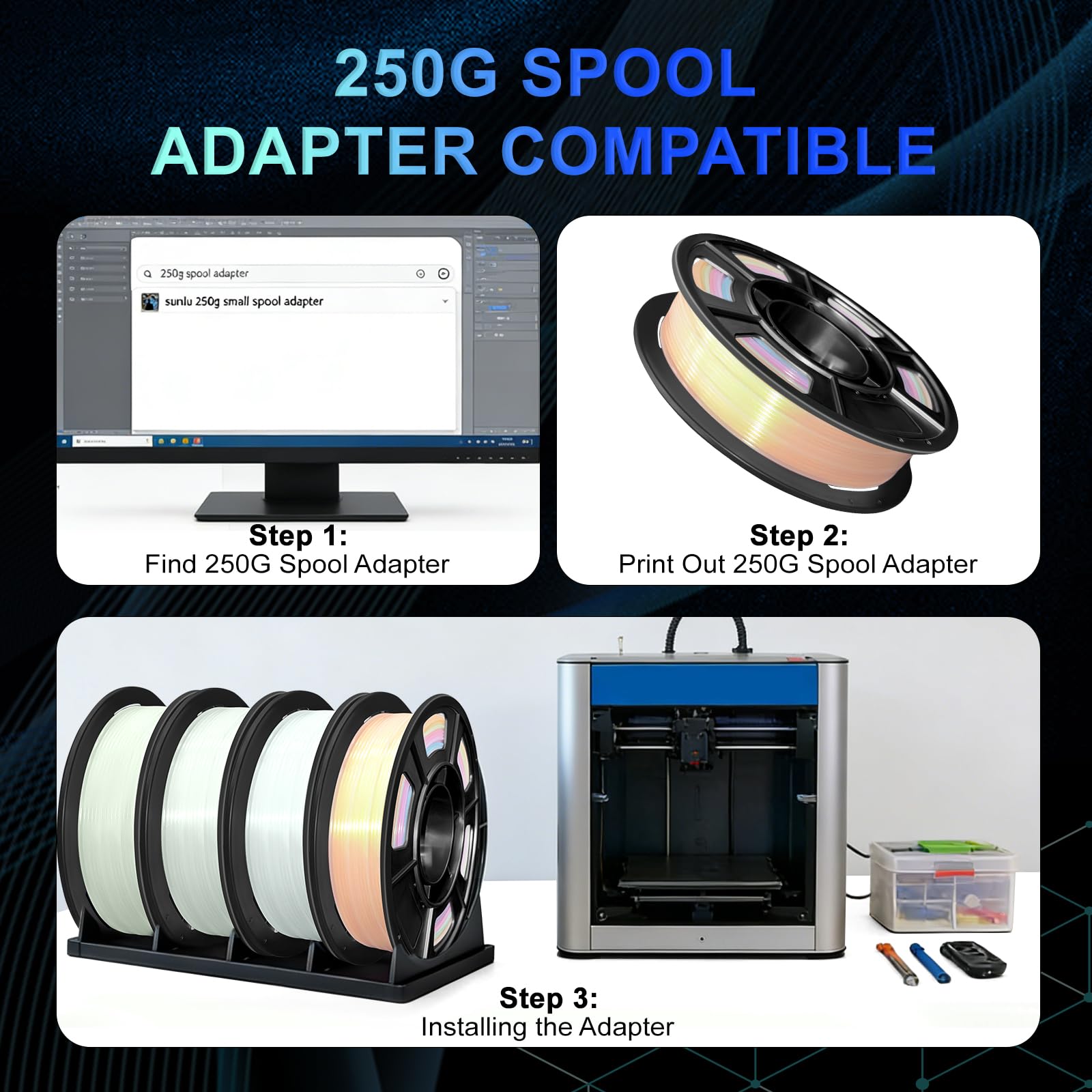 Glow in the Dark 3D Printer Filament - Multicolor Set -8 Glow in the Dark 3D Printer Filament - Multicolor Set -8