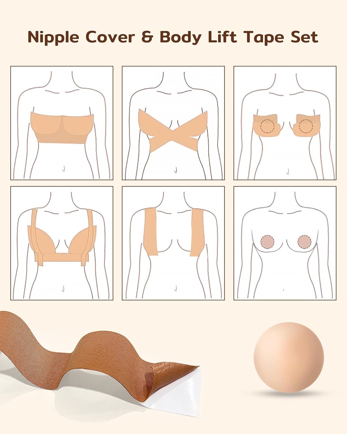 Nipple Covers for Women 2 Pairs, Pasty Nipple Covers, Hypoallergenic Sticky Adhesive Silicone Pasties Reusable with Case - Image 7