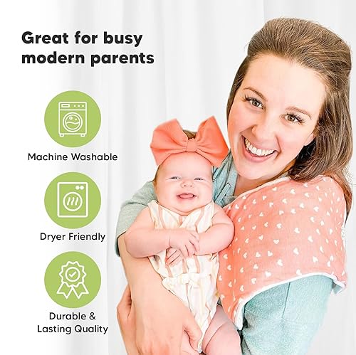 Vista 160 de Paños orgánicos para eructos para bebés niños y niñas, paquete de 5 paños de algodón súper absorbentes para bebés, trapos suaves y afelpados