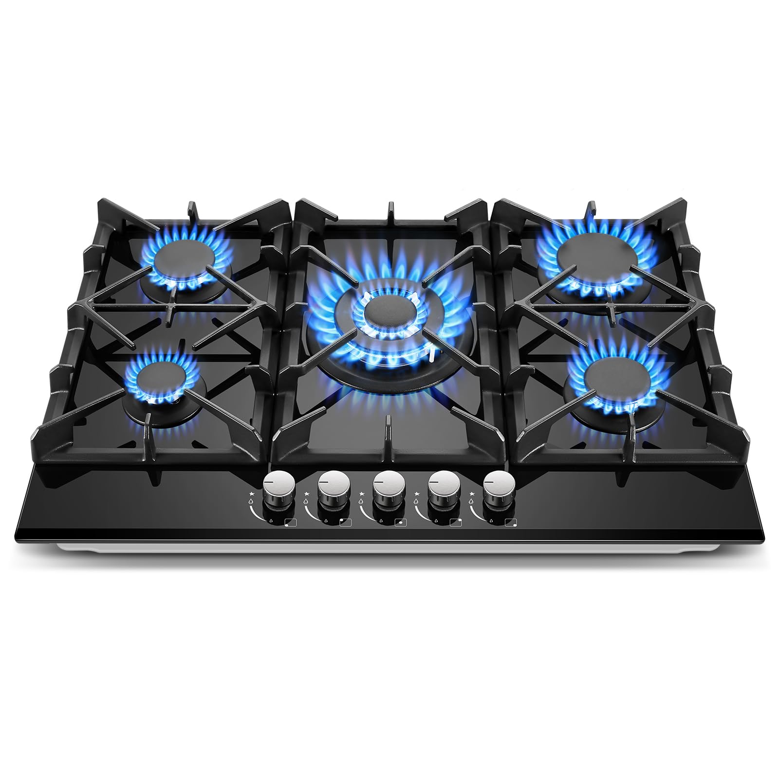 Amzgachfktch 30 Inch Gas Cooktop Black Tempered Glass