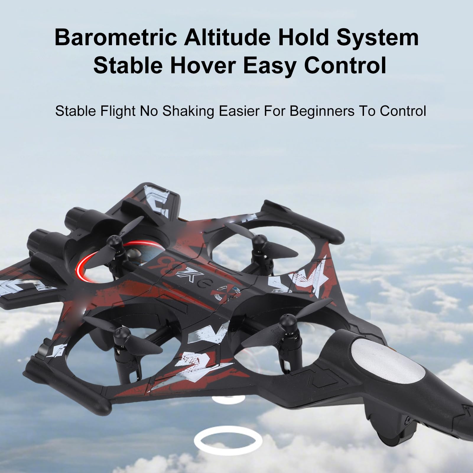 Dilwe Avion RC, Avion télécommandé à Voilure Fixe 2,4 G avec Caméra, Vol à 3 Vitesses 360° avec LED pour Débutants (Rouge)