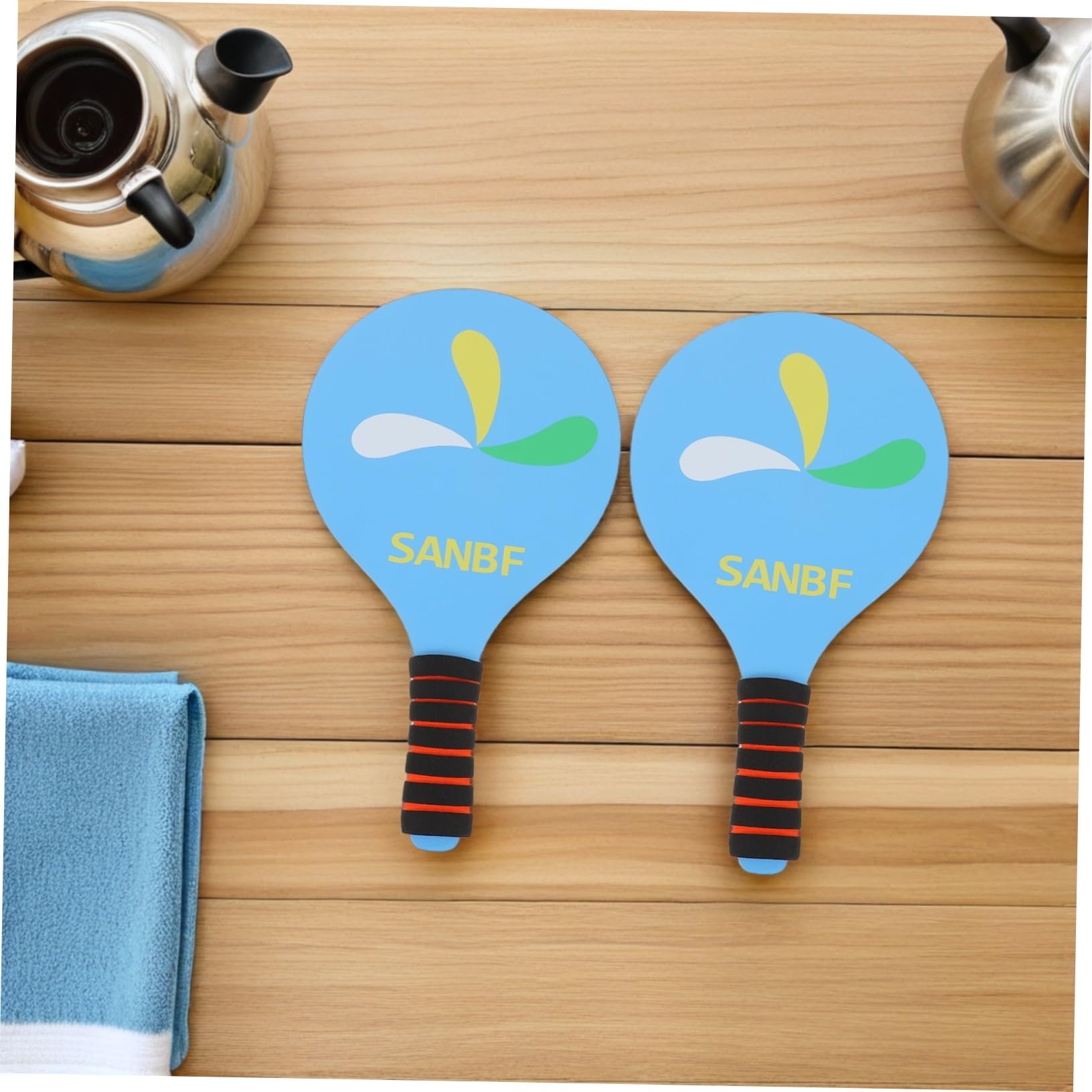 SUPVOX Set di Racchette da Badminton in Legno Volano in Piuma di Anatra Costruzione Rinforzata per Gioco All'aperto Adulti Spiaggia Parco