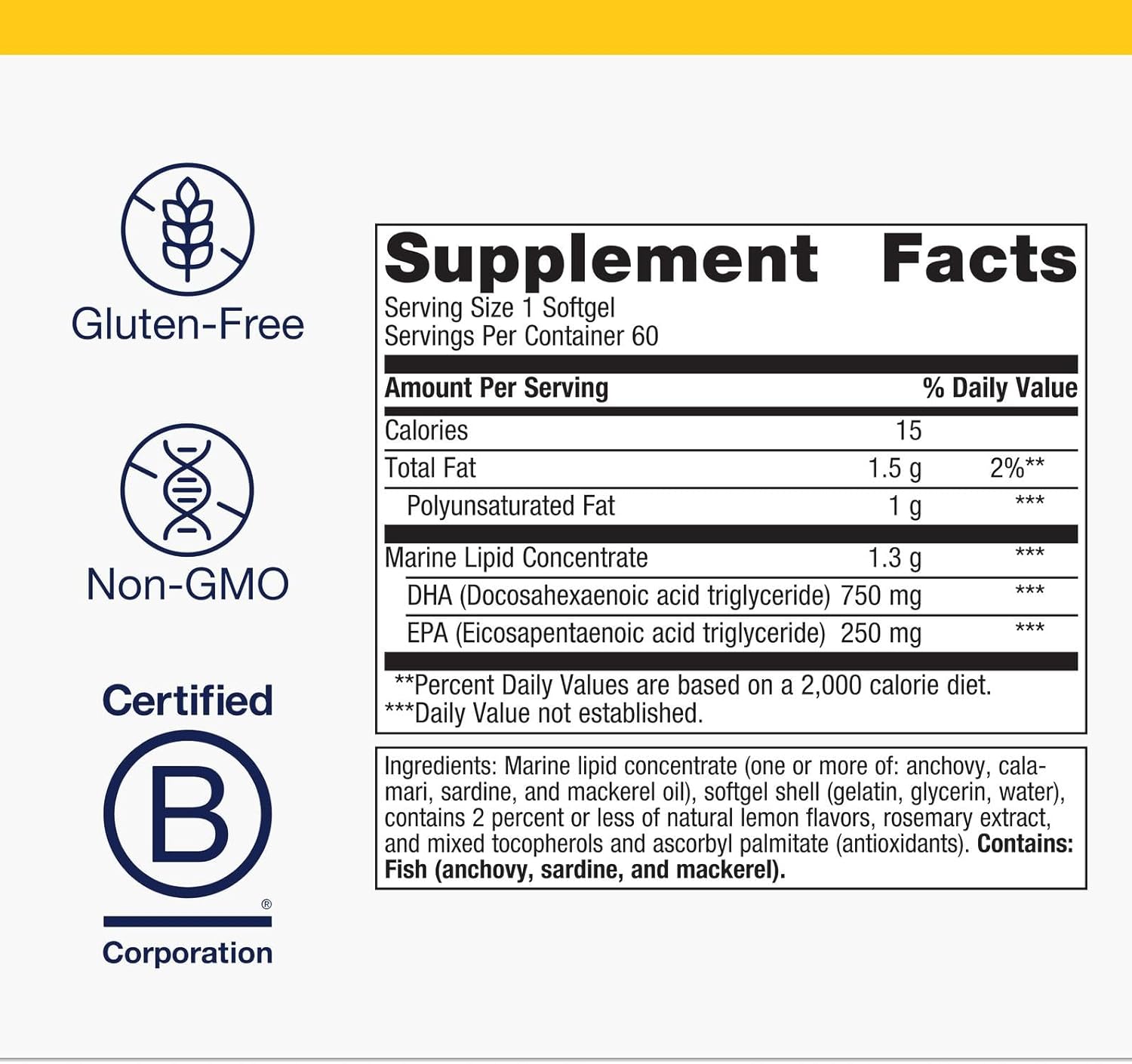 Metagenics OmegaGenics Fish Oil Neuro 1000 mg Omega Supplement for Brain Health & Function* - 750 mg DHA & 250 mg EPA - with No Fishy Taste - Sustainably Sourced - Non-GMO & Gluten-Free - 60 Softgels - Image 4