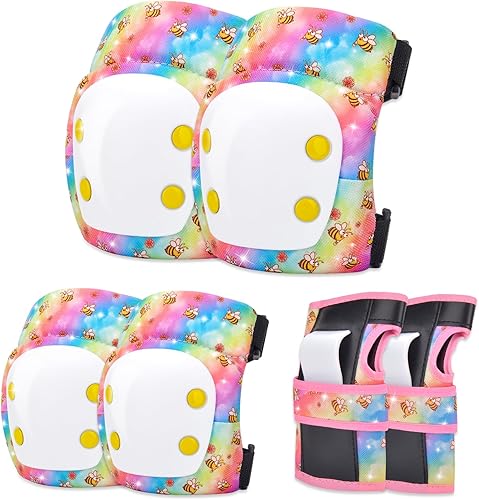 Kids Knee Pads Elbow Pads Wrist Guards for Kids 6 in 1 Protective Gear Set for Scooter Skating Cycling Bike Rollerblading Skateboarding