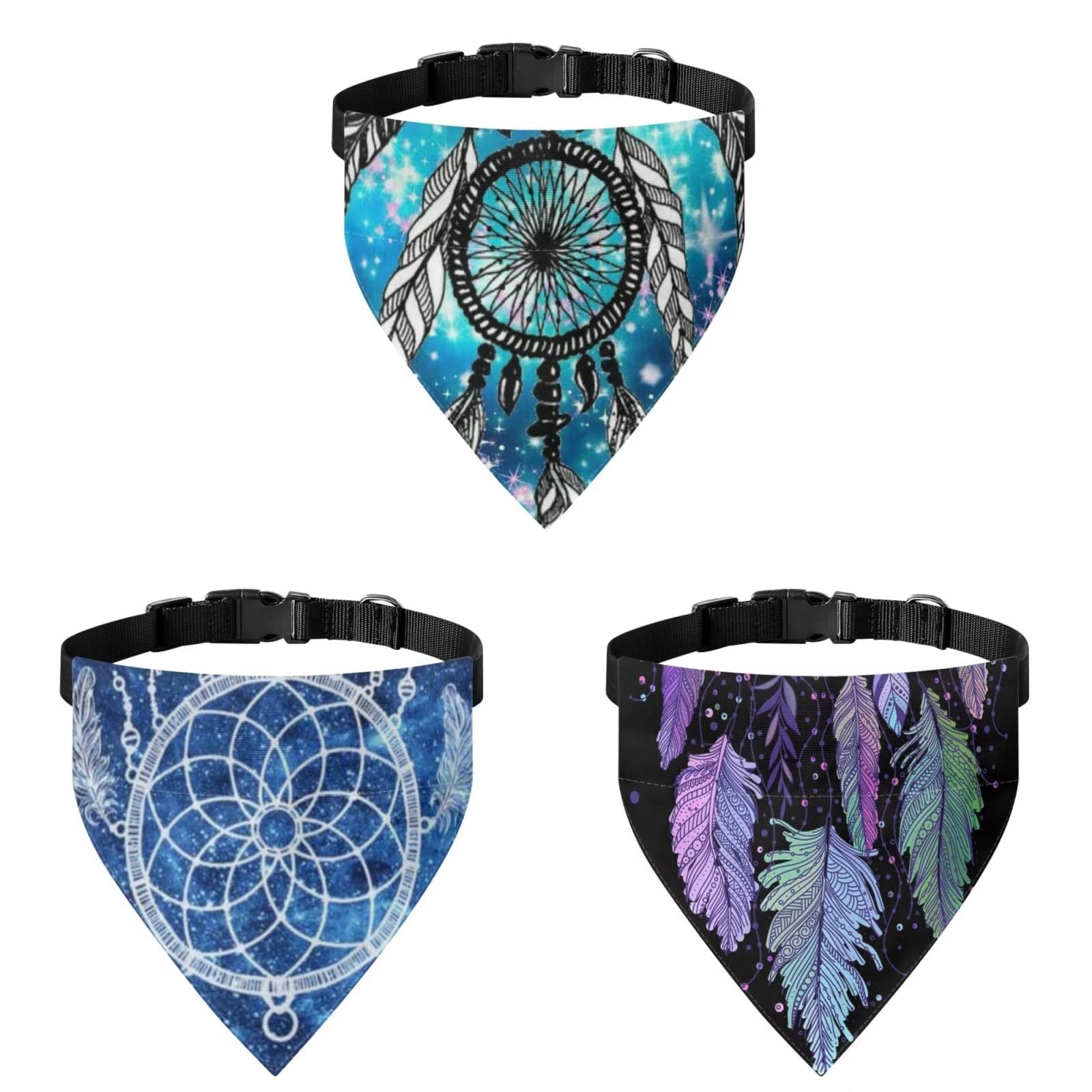 COEQINE Dream Catcher Dogs Scarves Set With Adjustable Hook Non Slip Travel Accessories Summer Pet Scarf Lightweight