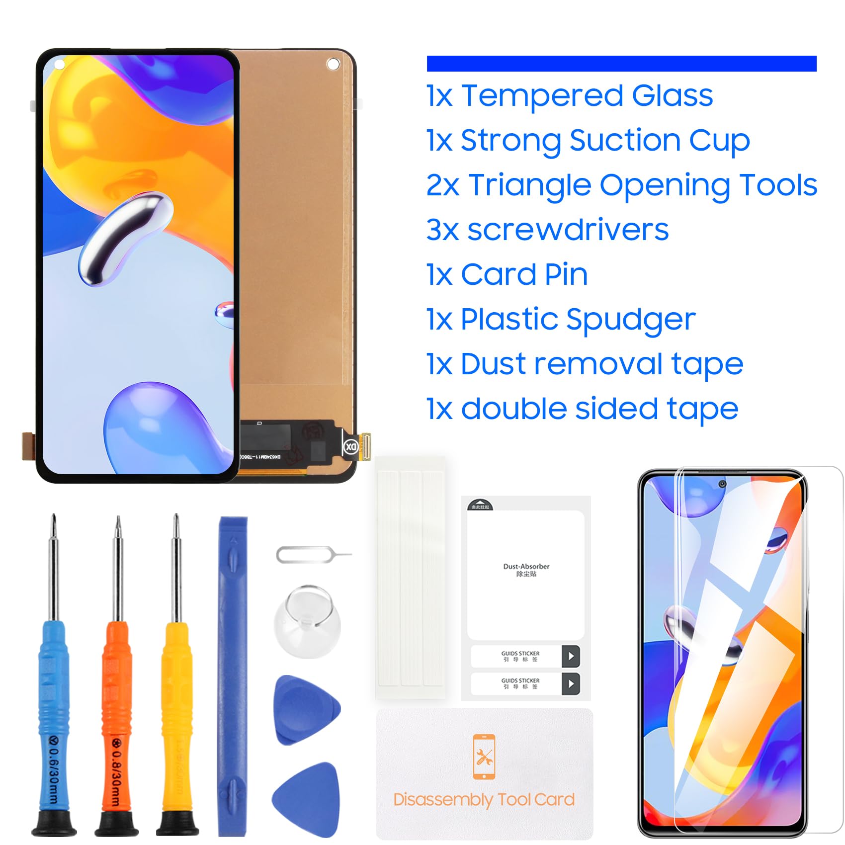 LADYSON LCD Schermo per Xiaomi 11 Lite NE 5G/Mi 11 Lite 4G et 5G LCD Display Touch Screen Digitizer Assembly 2109119DG M2101K9AG M2101K9G Vetro di Ricambio con Strumenti(6.55" Nero)