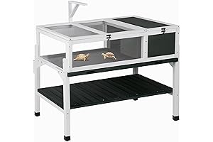 Large Wooden Box Turtle Enclosure with Adjustable Platform and Storage