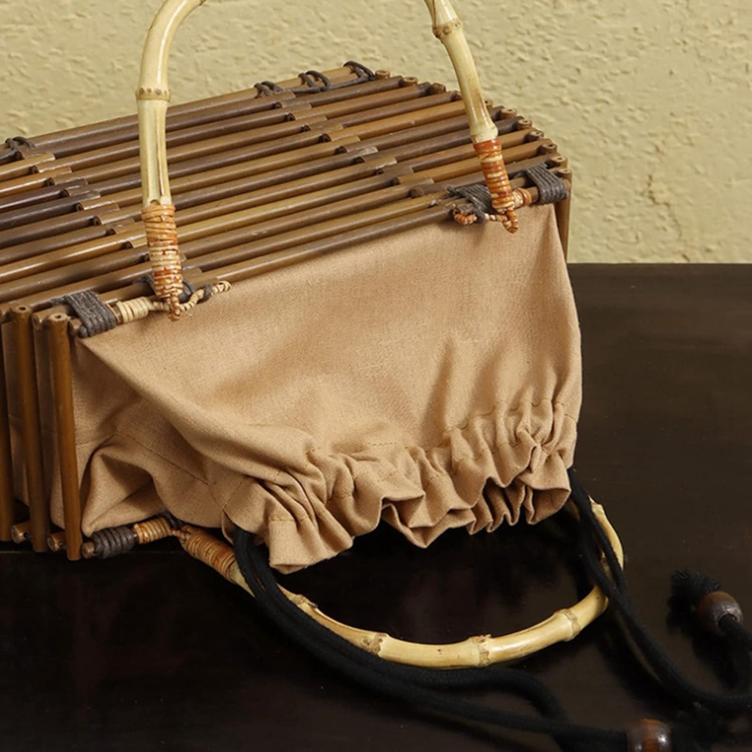 新作 竹編みバッグ 禅テイスト茶服 竹かご 茶芸道具収納バッグ