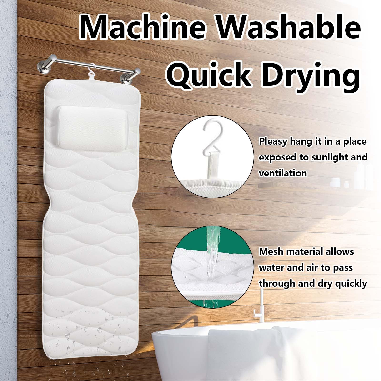 Cuscino da bagno per tutto il corpo per testa e collo, cuscino da bagno con poggiatesta, vasca idromassaggio, cuscino ergonomico con ventose antiscivolo, per vasca idromassaggio, spa domestica