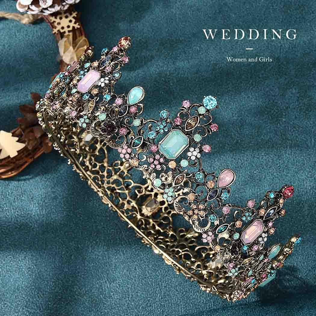 Yean Baroque Rhinestone Crowns and Tiaras Gold Bridal Queen Crown Crystal Wedding Tiara Crown for Women - Image 7