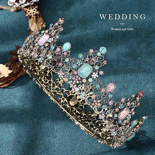 Miniatura 7 de Yean Coronas y tiaras de diamantes de imitación barrocos corona de reina nupcial de oro corona de cristal para mujer, Metal