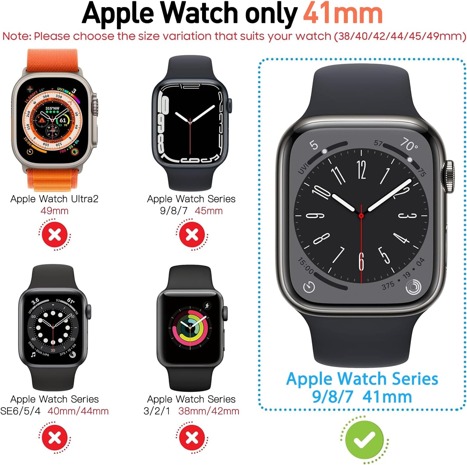 2-Pack for Apple Watch Series 7 41mm, Tempered Glass Screen Protector Case, Ultra-Thin All-Around Protection Cover, White