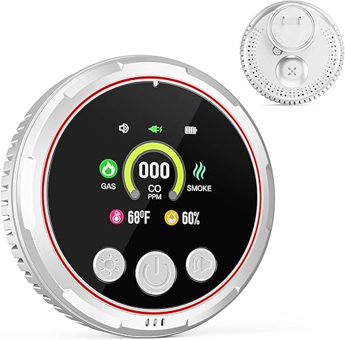 Miniatura 8 de Detectores de monóxido de carbono 5 en 1, detector de fugas de gas natural, detector de humo y monóxido de carbono enchufable en la pared, pantalla