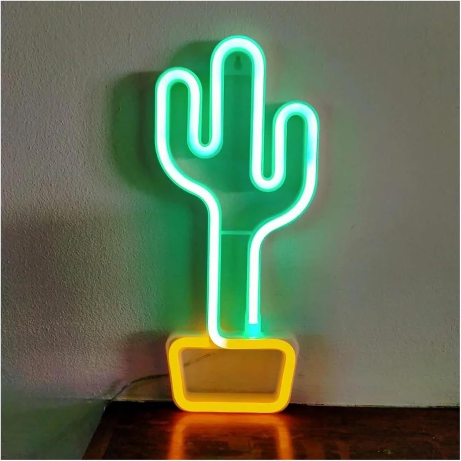 Lampada al neon Lampada al neon a forma di per vaso per cactus, alimentata a batteria da 5 V per la cameretta dei bambini