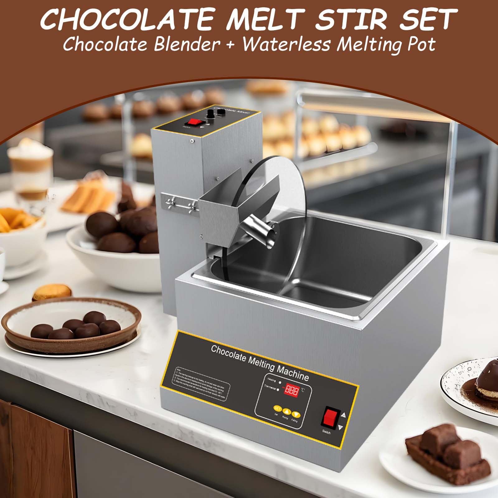 Macchina Elettrica per Crogiolo di Cioccolato, Miscelatore per Cioccolato A velocità Regolabile, Macchina per Fusione A Caldo del Cioccolato con Display A LED
