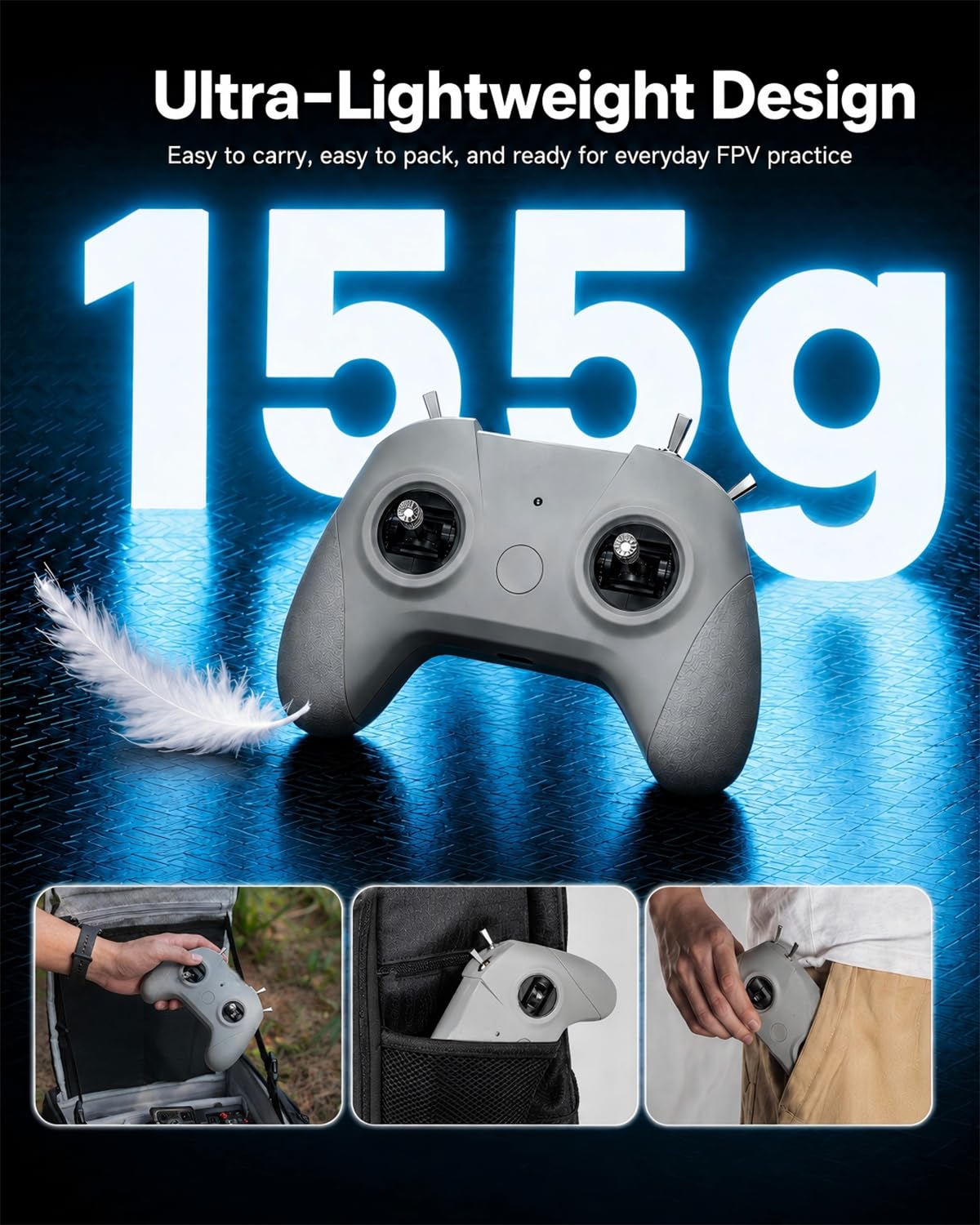 C8 ELRS V3 Fernsteuerung mit Nano Empfänger CR8 für FPV-Drohnen/Tiny Whoop/Fixed Wing, FPV-Drohnen-Simulator-Controller für Anfänger, Modus 2 (C8 ELRS Controller & Empfänger)