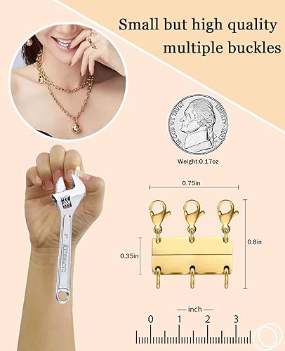 Miniatura 3 de Kcctoo Cierre de capas para collar, separadores de joyas, oro y plata, cierre magnético de collar múltiple para mujer con aspecto en capas (4 piezas