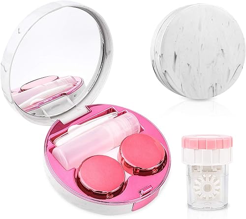 Lasiyanor Kit de viaje para lentes de contacto con arandela limpiadora, caja de contacto portátil con pinzas de espejo, herramienta para quitar la
