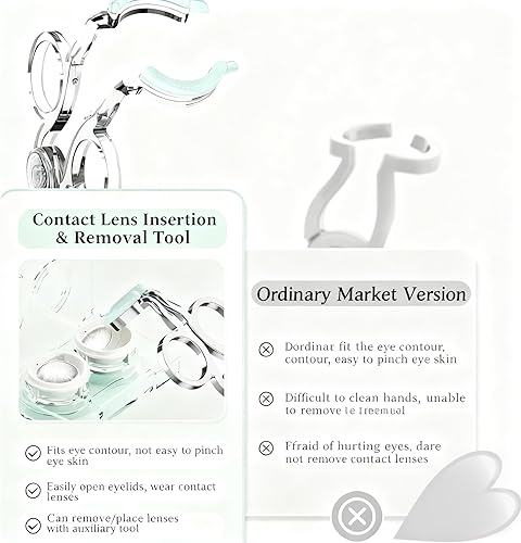 Miniatura 3 de Herramienta aplicadora y removedor de lentes de contacto mejorada 2 unidades, ayudante higiénico de lentes chapado en plata con funda de viaje