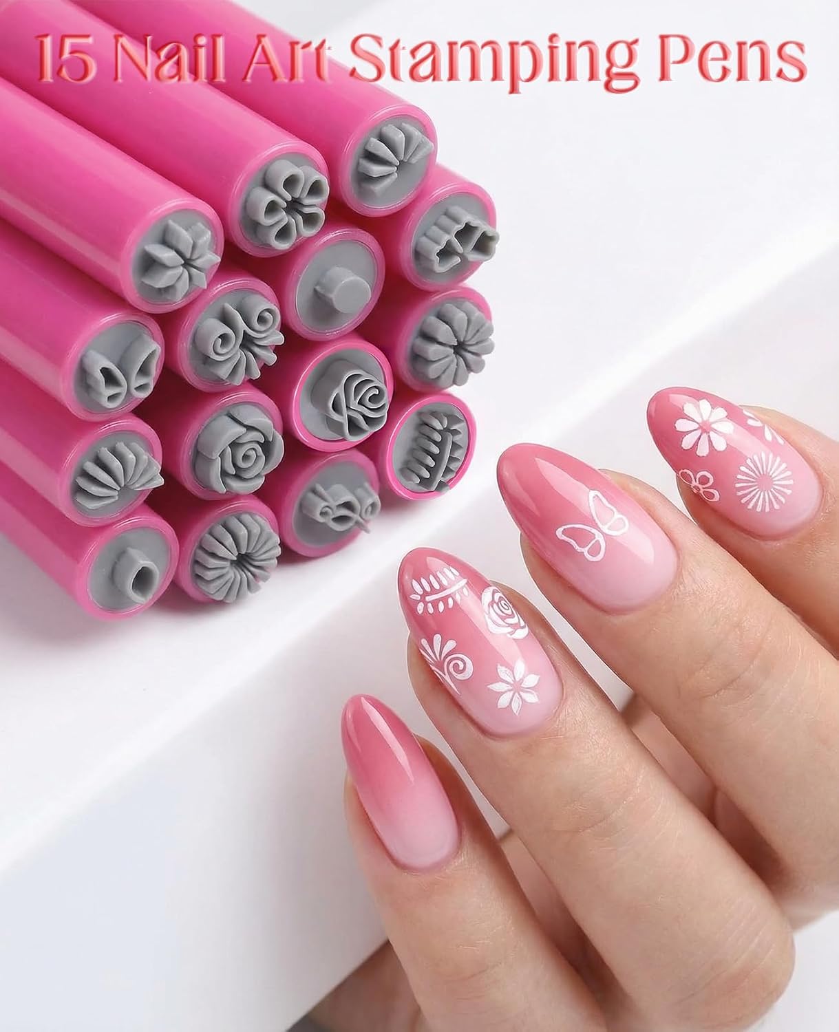 15 Pcs Nail Art Stamp Pen, Diy Nail Stamps Kit for Art for Women Girls