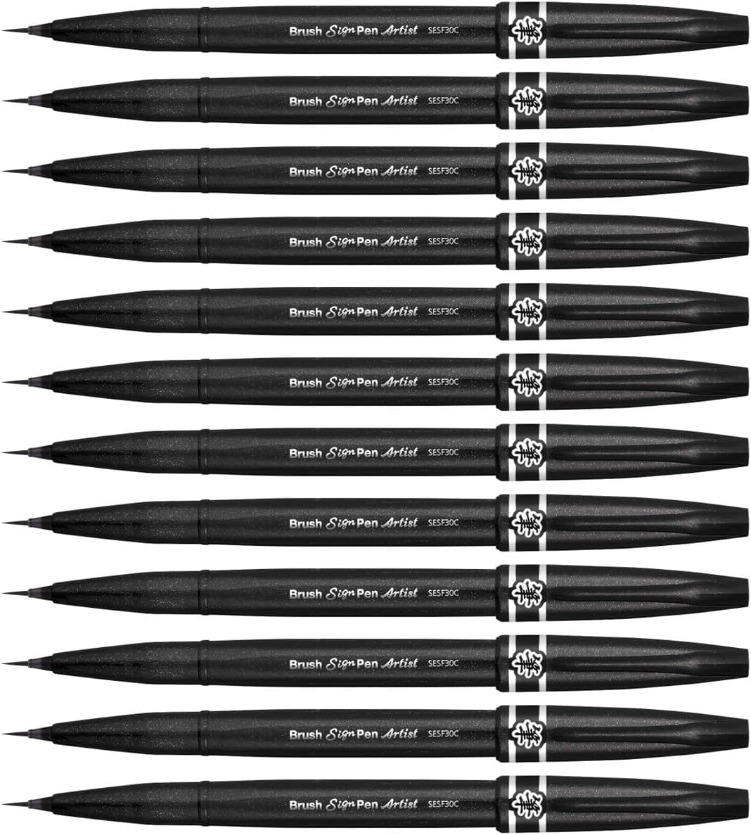 Pentel SESF30 °C AX Extra Fine Brush Tip, Black Pack of 12