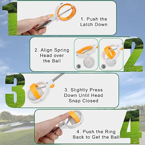 Miniatura 2 de Recuperador de pelotas de golf para agua telescópica, herramienta recuperadora de bolas de 9 pies con cabezal listo para liberar resorte, clip de