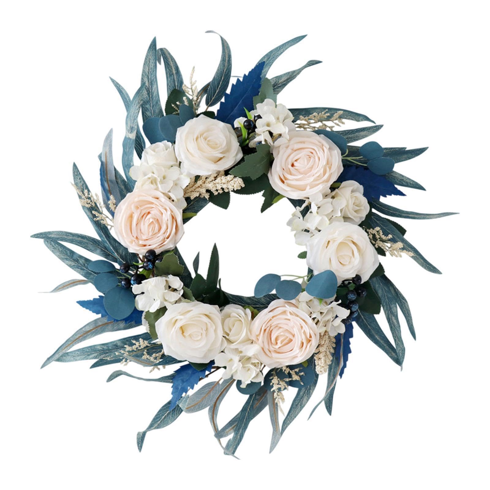 LIXSAZSE Artificial Flower Wreath Realistic Rs And Leaves Wall Hanging Decor Floral Garland Spring Summer Wall Window Hanging