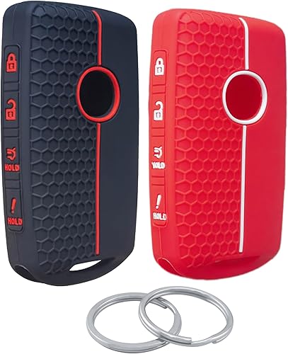 Miniatura 1 de 2 llaveros inteligentes de silicona con 4 botones para Mazda 3 6 CX-30 CX-5 CX-9 CX-9 CX-50 C-90 2024 2022 2021-2019 (rojonegro con rojo)