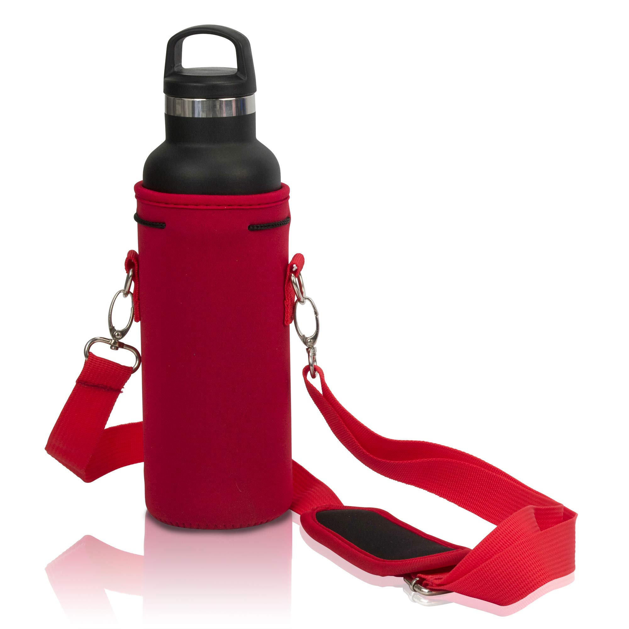 Made Easy Kit Neoprene Water Bottle Carrier Holder with Adjustable Shoulder Strap for Insulating & Carrying Water Container Canteen Flask Available in 5 Sizes