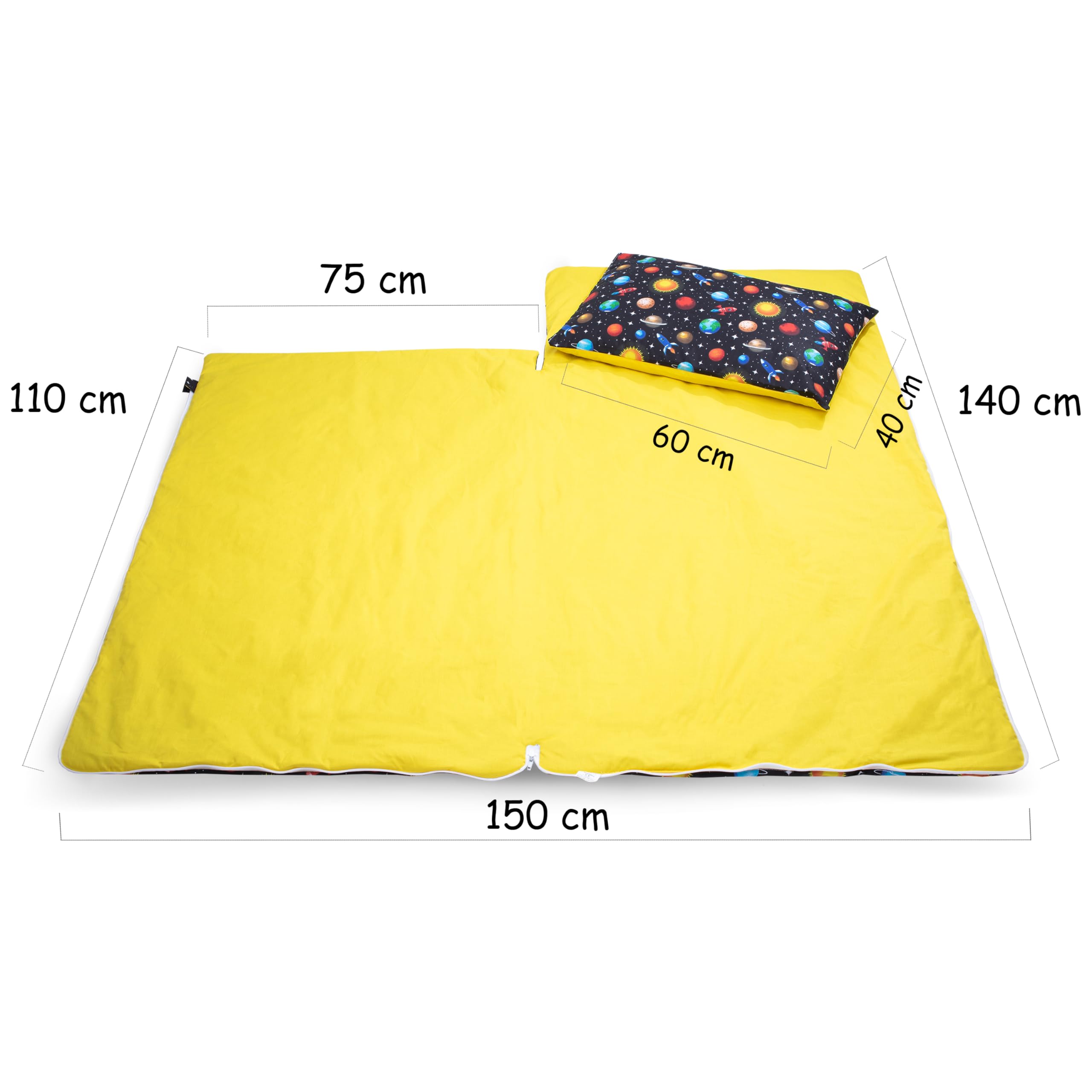 PinkZebra Schlafsack Kinder 140x75 cm mit Kissenbezug 60x40 cm & Beutel, Öko-Tex, bis 135 cm