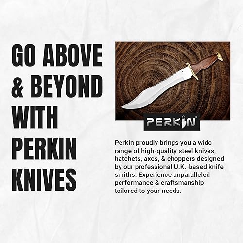 Miniatura 11 de Perking Knife - Cuchillo de caza de hoja fija de 12 pulgadas con vaina, cuchillo de hoja fija afilada hecho de acero inoxidable al carbono con mango