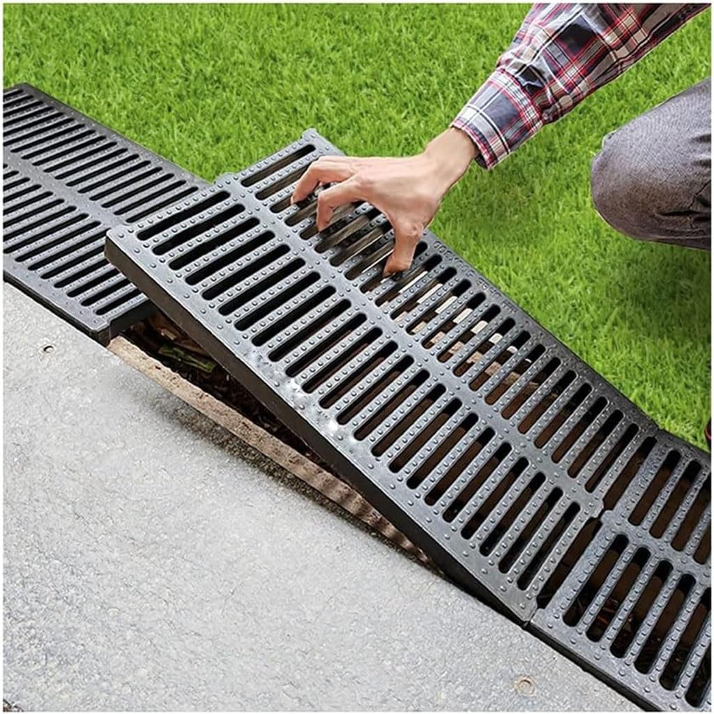 WQPMNYG Outdoor Drain Cover - 19.6" Polymer Plastic Grate for Garage, Driveway & Lawn - Durable Channel Drain Strainers & Sewer Cover Grates (50x40x3cm)