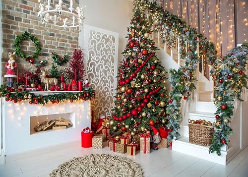 Miniatura 8 de AIIKES Fondos de Navidad de 15 x 10 pies para fotografía, chimenea, fondo de fotografía de Navidad en interiores, regalo de árbol de Navidad,