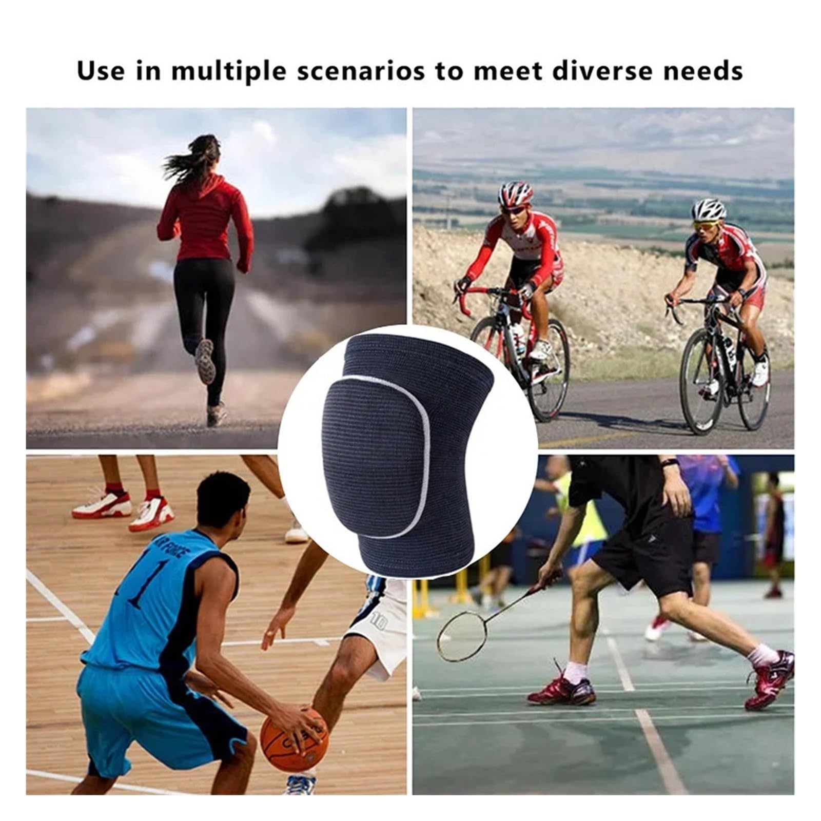 MRKU Genouillères de Sport antidérapantes, 1 pièce, élastiques, à Compression, pour la Danse et l'entraînement, pour Hommes et Femmes.