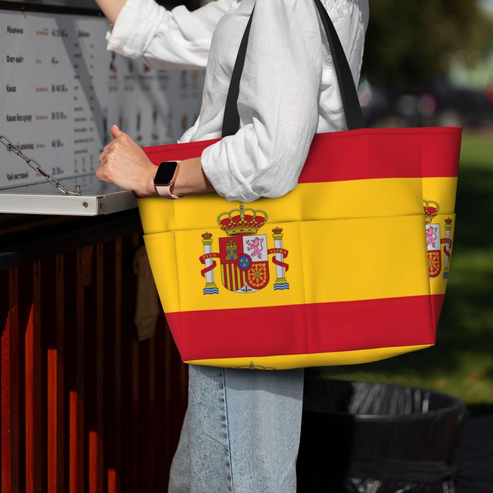 Borsa a tracolla impermeabile palestra bandiera spagnola borsa da viaggio grande