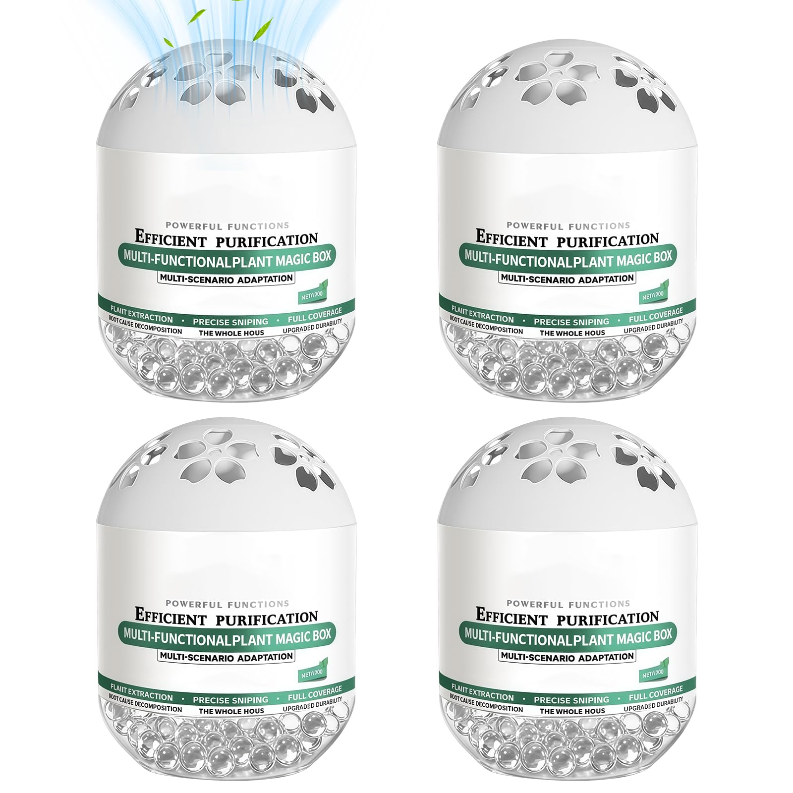 Paquete de 4 Caja Purificadora de Aire Multifuncional, Absorbente de Olores y Atrapapolvo para Interiores, Ambientador con Extractos de Plantas para Dormitorio, Salón, Coche