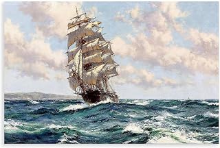 CFIOZYOS Stretched Canvas Land Ho The Clipper Ship North America by Montague Dawson Sailing Ships Canvas Poster Wall Art Print Bedroom Decor Office Room Kitchen Decor Gift Unframe 12x18inch(30x45cm)