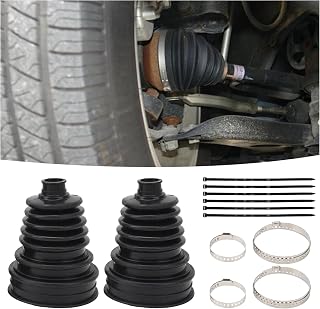Tioollev 2PCS Silicone CV Axle Boot Kit with 4 Stainless Clamps & 6 Ties - Waterproof Dustproof Universal Repair for Most Cars (Black)