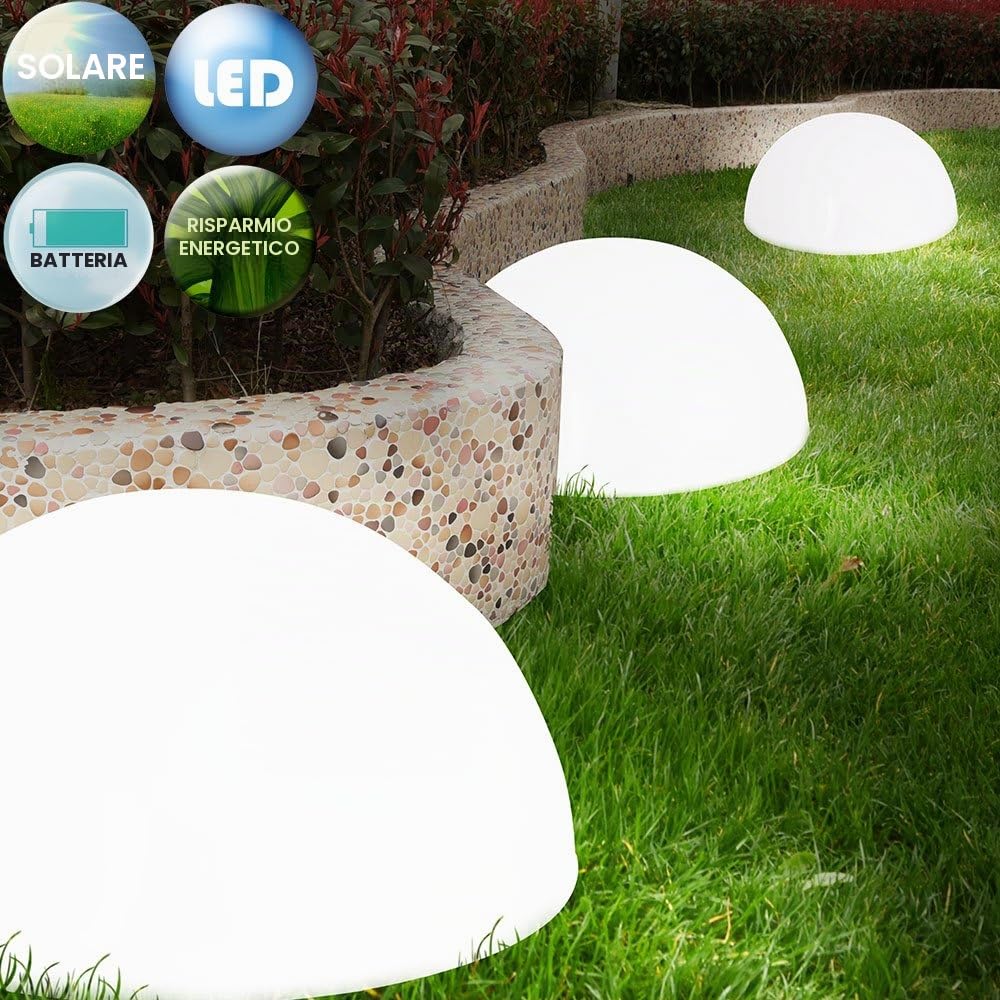 Deuba Lampade a sfera da giardino led 3X luci solari esterno senza fili sensore crepuscolare resistenti alle intemperie