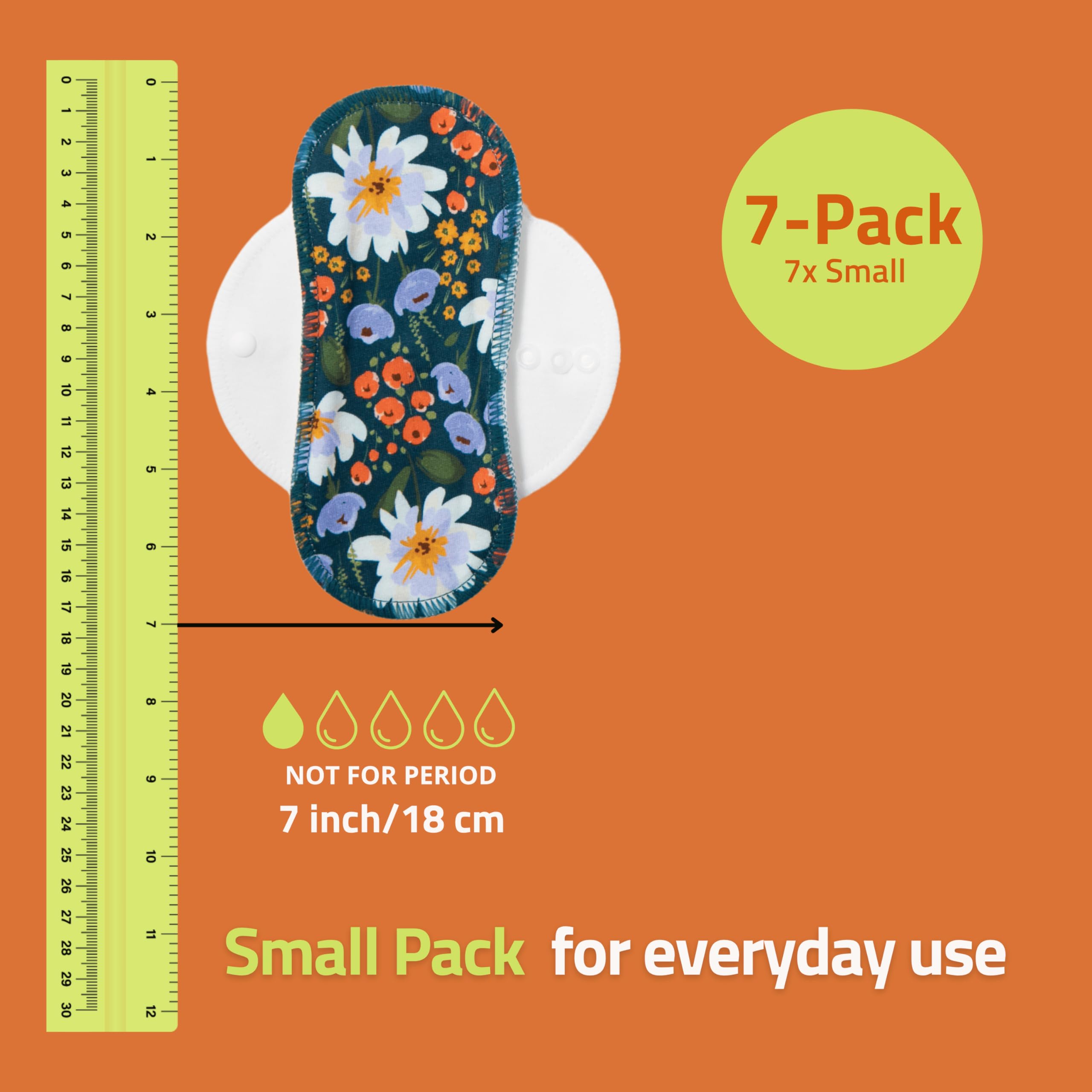 ÉcoConfort Protèges Slip Lavables Réutilisables en Coton Bio pour Pertes Blanches (S, x7); Lavables à Haute T°, 100% Respirants, Protection Féminine SEULEMENT pour Usage Quotidien, Douce (Sans PUL)