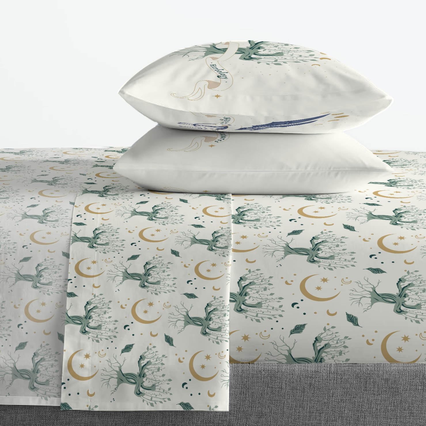 Jay Franco Kids Sheet Set with Fitted, Flat Sheets & Pillow Cover - Ultra-Soft Bedding with Pillowcase for Room Decor, White - Harry Potter, 4 Piece Full