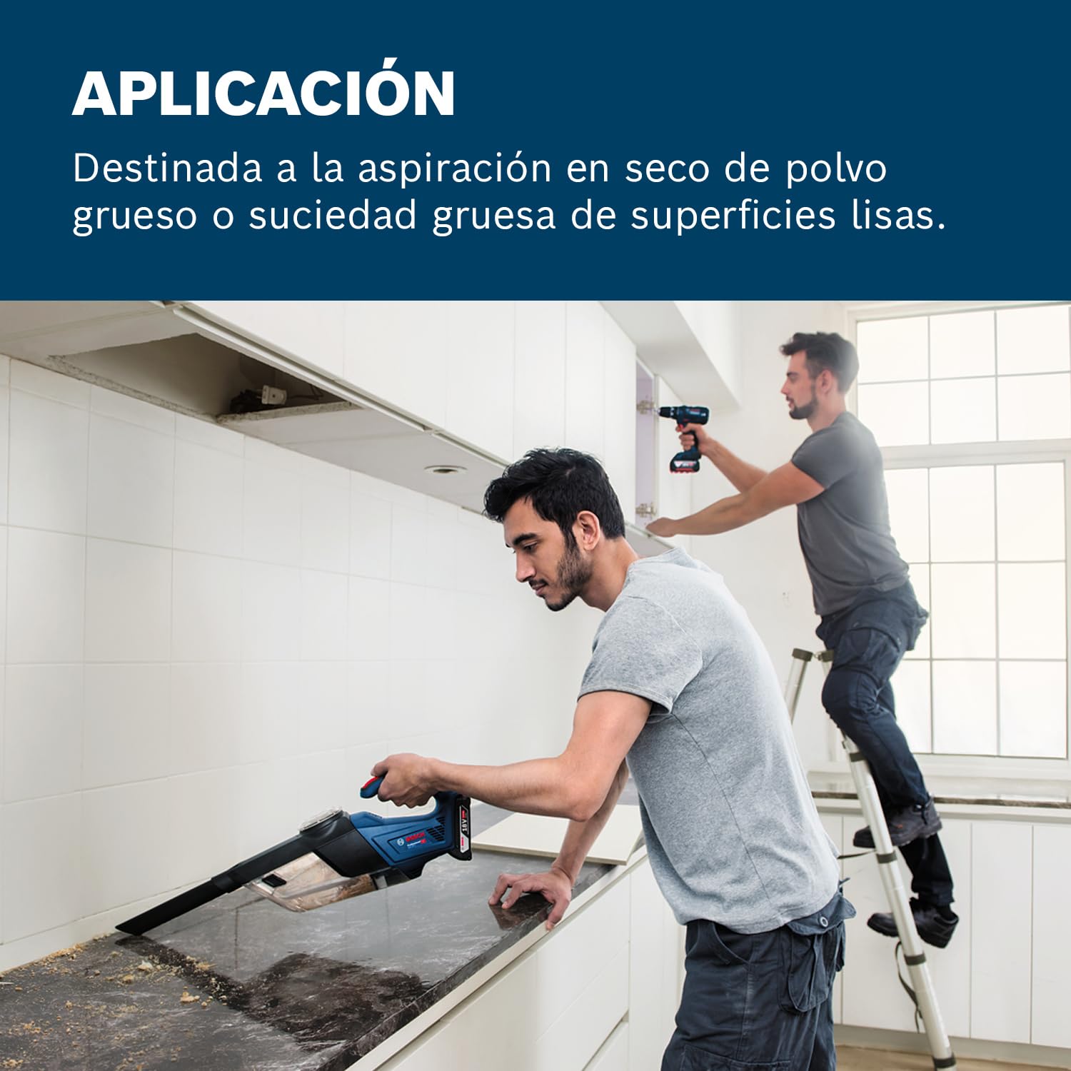 Bosch Professional 18V System aspirador manual a batería GAS 18V-1 (incl. tubo de aspiración, boquilla para ranuras, boquilla para moqueta, volumen del depósito 1 l, sin batería/cargador)
