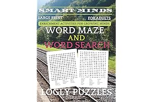 Smart Mind Games for Adults: Word Search and Maze Puzzles Book for Brain Stimulation