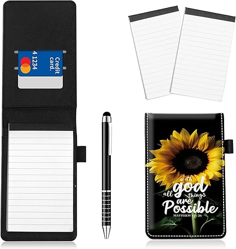 Juego de 4 soportes para bloc de notas de tamaño de bolsillo, de piel sintética, mini bloc de notas con 2 bloc de notas pequeños y lápiz capacitivo,