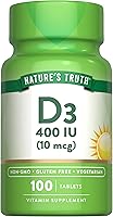 Vista 1 de Vitamina D3 400 iu (10 mcg) 100 tabletas Vegetariano, sin OMG, suplemento sin gluten Por Nature's Truth