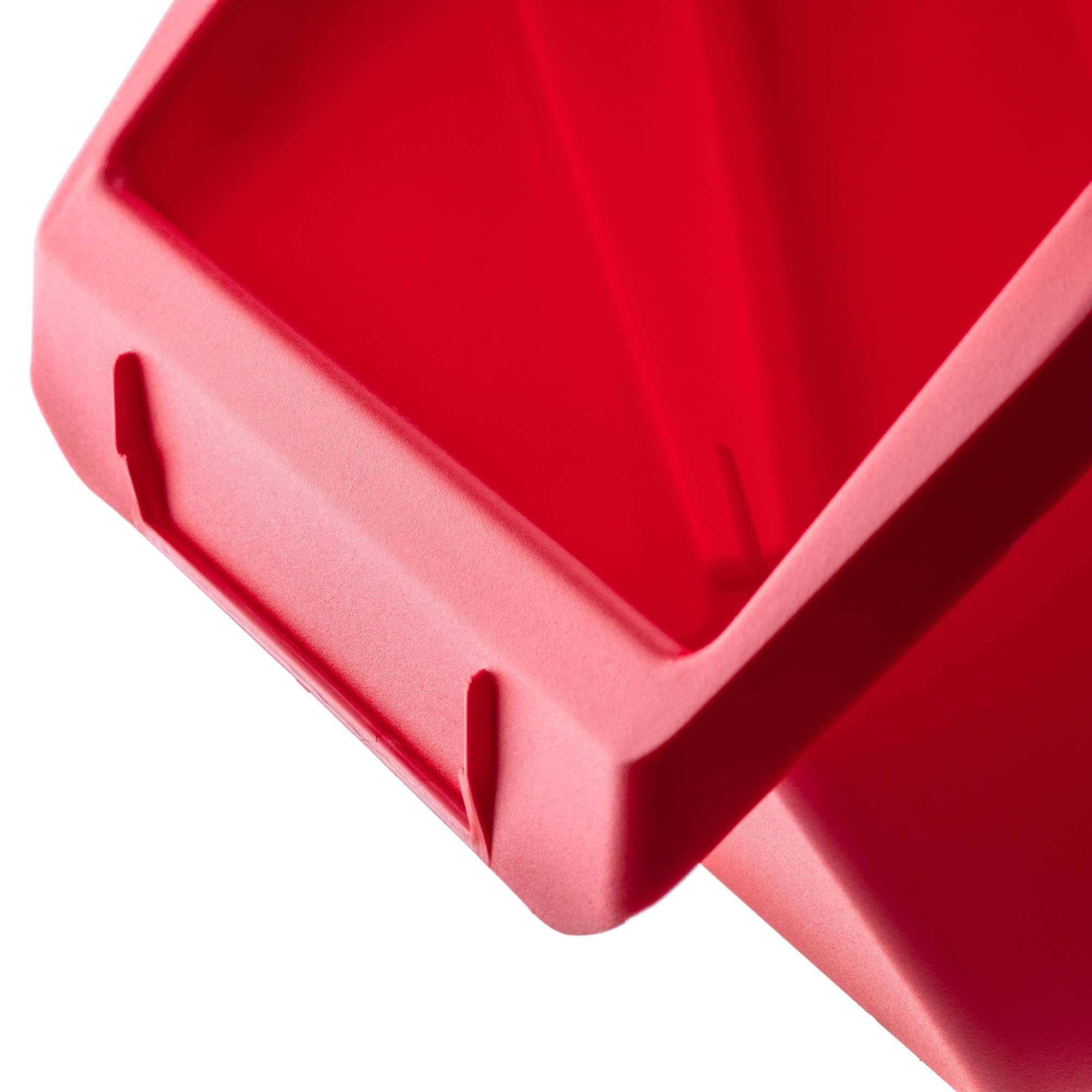 KADAX Caja apilable para taller, pequeña caja clasificadora de plástico PP, en diferentes tamaños y colores, cajas de almacenamiento para pared de herramientas (rojo, 20 unidades, 272 x 238 mm)