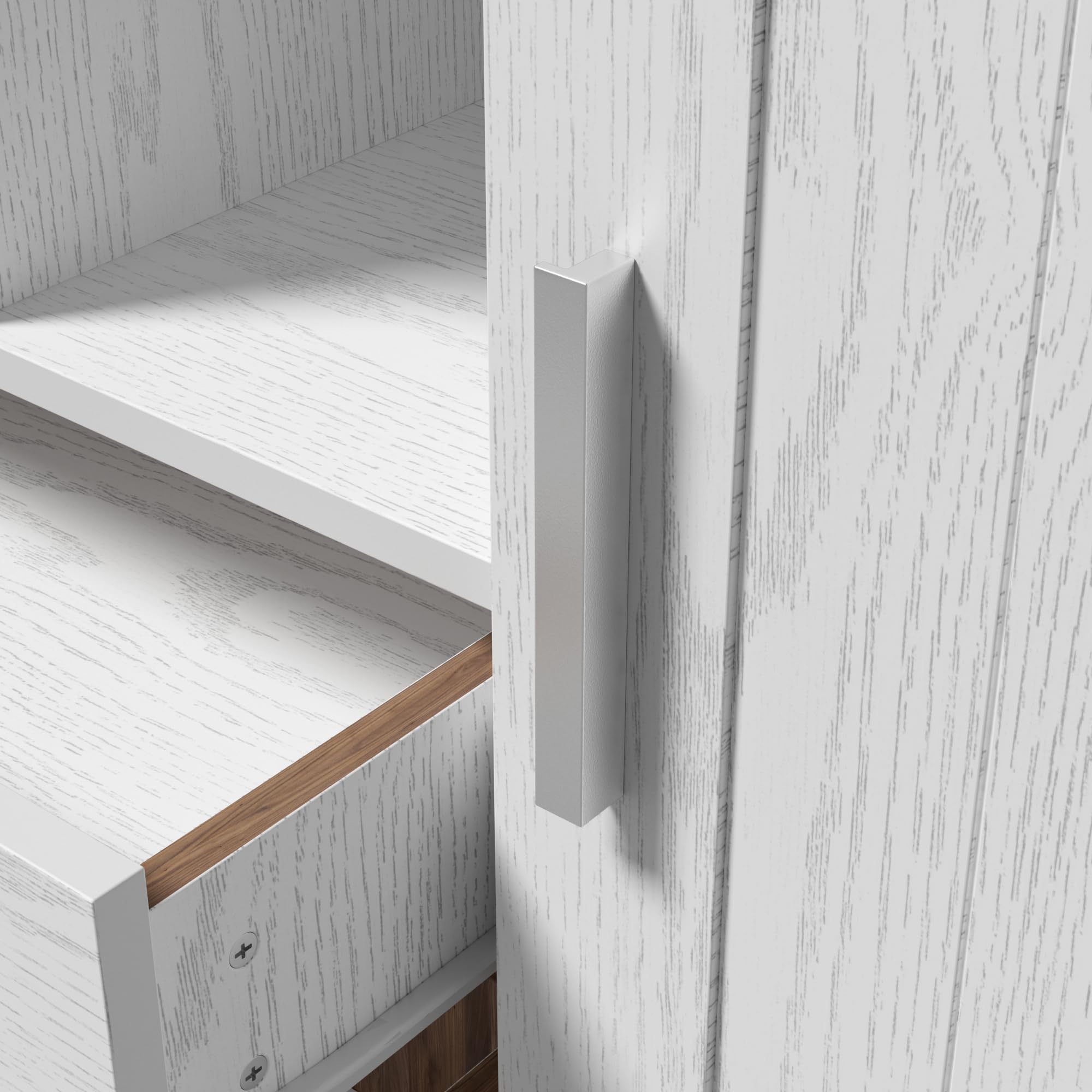 Madia con 2 ante 2 cassetti vano portaoggetti Ripiani aperti cassettiera per soggiorno camera da letto cucina sala da pranzo mobile buffet venature del legno bianco e marrone