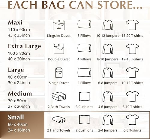 Miniatura 5 de GENIE SPACE - Almacenamiento de bolsas al vacío increíblemente fuertes que ahorran espacio  2 bolsas pequeñas (24 x 16 pulgadas)  Herméticas y