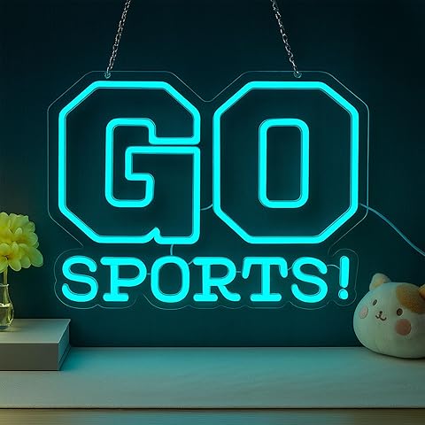 Go Sports Neon Sign for Wall Decor USB Dimmable LED Gym Lights Gym Signs for Home Gym Male Room Decor Game Room Man Cave Fitness Studio Decor
